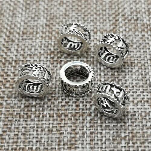 925 Sterling Silver Om mani padme hum Beads Donut Bracelet Spacer 9mm