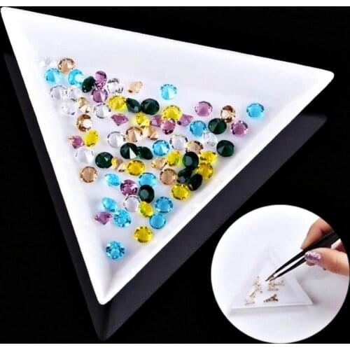 10pcs/set DIY Diamond Tray Drill Plate Painting Accessories Triangle Circular Shape 3D Diamond Decoration Nail Art Tools #&59