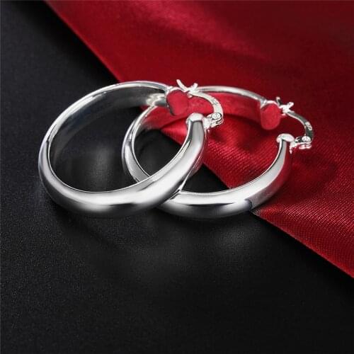 Pure Silver Large Hoop Earrings For Women Big Round Smooth Circle Earing Brincos Femme 2020 Trendy Jewelry Accesories BIjoux