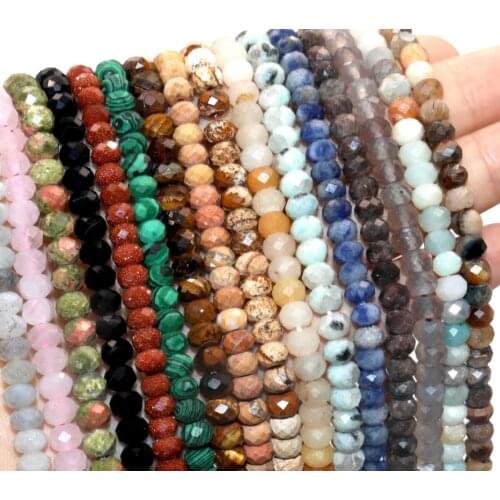4x6mm natural stone round facet beads diy for jewelry making necklace or bracelets