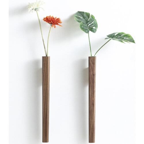 Nordic Simple Solid Wood Wall Hanging Vase Hydroponic Wall Hanging Chinese Traditional Zen Bonsai Bonsai Glass Bottle 41cm