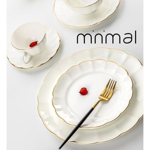 European Light Luxury Phnom Penh Ceramic Tableware Dishes Set Household Dishes Plate Soup Plate Rice Bowl Soup Bowl Noodle Bowl