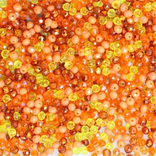 Isywaka Orange Multicolor 3*4mm 145pcs Rondelle Austria faceted Crystal Glass Beads Loose Spacer Round Beads for Jewelry Making