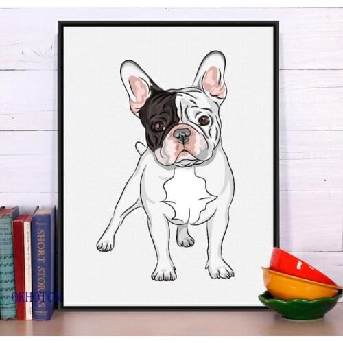 Cartoon Animal Prints French Bulldog Modular Canvas Pictures Nordic Painting Home Decor Wall Art Unframed Poster For Living Room