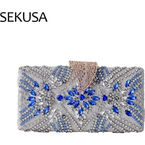 New Fashion Women Evening Bags Leaf Metal Luxury Diamonds Day Clutches Rhinestones Lady Design Wedding Handbags