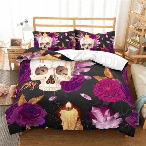 Luxury 3D Skull Rose Print Home Living Comfortable Duvet Cover Set Pillowcase Bedding Set Queen and King EU/US/AU/UK Size