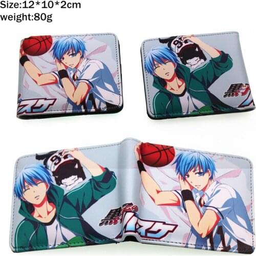 Anime Kuroko no Basuke Kuroko Tetsuya Pu Short wallet Bifold Photo Card Holder Layers Purse leather Men Coin zip Pocket Handbag