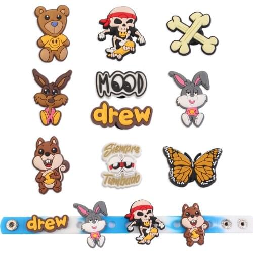 Lovely Shoe Charms Shoe Accessories Cartoon Skull Bear Rabbit Ornament Fit For Jibz Croc Charms For Kids Shoes Buckle Gift