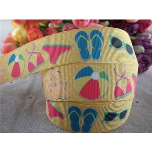 New arrival 1'' 25mm Summer bikini printed grosgrain ribbon gift package DIY hairbow accessories 5 yards