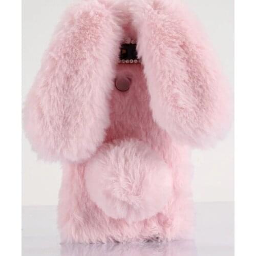 Fashion Winter Warm Cute Rabbit Fluffy Fur Plush Coque Case for LG G6 Hairy Bunny Soft Furry Back Shell Cover for LG G5