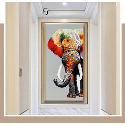 MUTU Colorful Oil Africa Elephants Cuadros Canvas Painting Wild Art Animal Scandinavia Posters and Prints Wall For Living Room