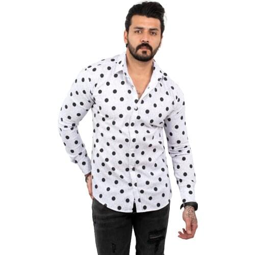 DeepSEA Male Shirt Slim Fit Cotton Lycra Dot Desenl, high Quality Long Sleeve Lycra Slim Fit Casual Four Season 2101848