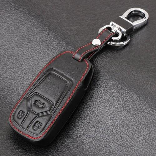 Genuine Leather soft Car Key Cover Case Key Case For AUDI A4 B9 Q5 Q7 TT TTS 8S 2016 2017 2018 2019 car smart remote Car Styling