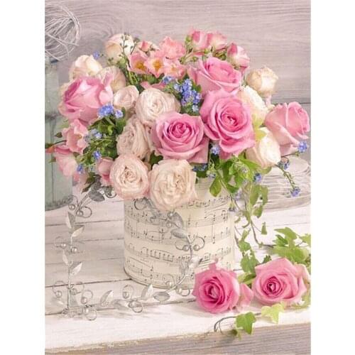 Flower Rose Printed 11CT Cross Stitch DIY Embroidery Complete Kit DMC Threads Craft Hobby Knitting Handiwork Package Stamped