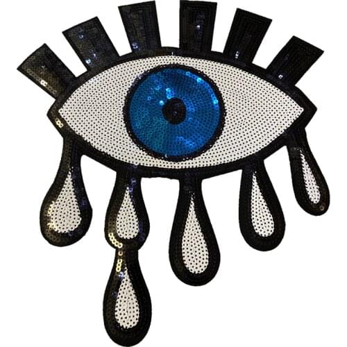 X-large Eye Sequined Iron On Patches for Clothes Bags DIY Garment Accessories Large Evil Eyebal Sequins Patch Sewing DIY 1 Piece