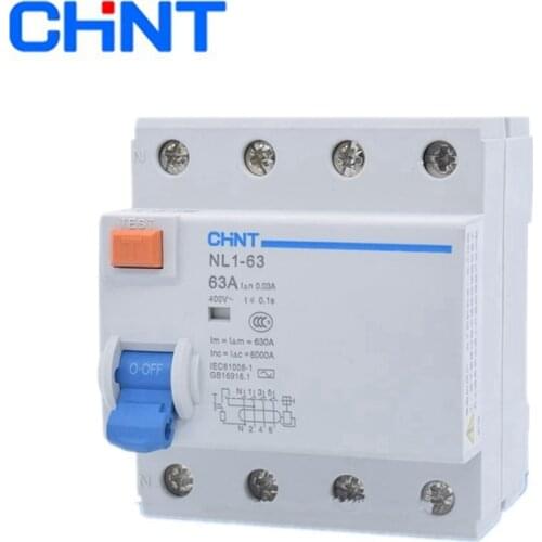 CHINT NL1-63 1P+N 2P 3P+N 4P 63A 40A 25A 30MA RCCB 50HZ/ electromagnetic leakage Residual current protection CE