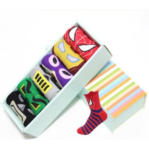 Women cartoon socks gift box 6pairs/pack autumn-winter crazy striped sock ladies and womans funny cotton sock set