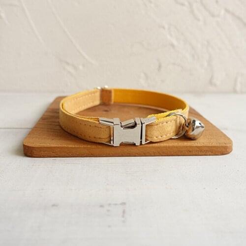 Pet Small Dog Collar THE YELLOW Fashion Solid Adjustable Cat Nameplate ID 2 Sizes Poly Satin And Nylon Cat Collar Sash Small Bel