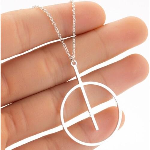 Minimalist Circle&Bar Necklace Pendant Vintage Greek Letter Chain Accessories for Women Kids Jewelry