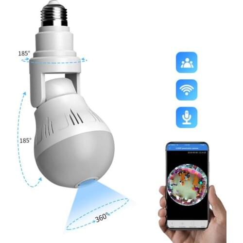 360° Panoramic Wifi Camera E27 Light Bulb 1080P HD Home Security IP Fisheye Cam Mini Camera Surveillance Fisheye Camcorders