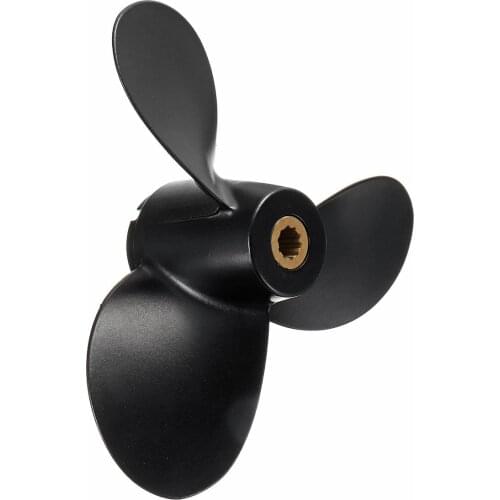 Black For Suzuki Outboard Engine 4-6HP 58110-91JM0-019 7 1/2 x 6 1/2 Boat Propeller Marine Propeller 3 Blade Aluminum Alloy