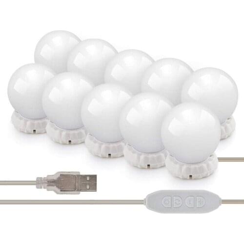 Vanity Mirror Lights Kit DIY 3 Color LED Dimmable/Removable Light Bulbs Lighting Fixture Strip for Makeup Vanity Table Set in Dr