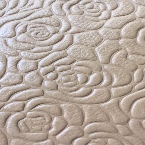 Tan color embossed Floral Genuine Cow Skin Leather Fabric for Purse/luggage/shoes,1.1-1.3mm,Free Shipping