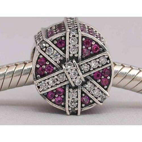 Authentic S925 Bead DIY Jewelry Shimmering Gift Charms fit Lady Bracelet Bangle Red & Clear CZ