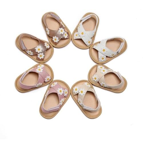 Toddler Baby Girls Anti-slip Flat Shoes Floral Applique Pattern Soft Sole Sandals Princess Shoes Infant Summer First Walkers