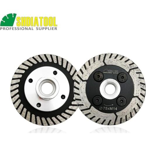 SHDIATOOL 1pc 3" Diamond Dual Saw Blades with flange 75MM Granite Marble Concrete Cutting Grinding Disc