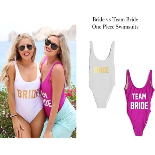 TEAM BRIDE One Piece Swimsuit Sexy Bathing Suit Gold Letter Swimwear Women Bachelor Party Wedding Plus Size Bodysuit monokini