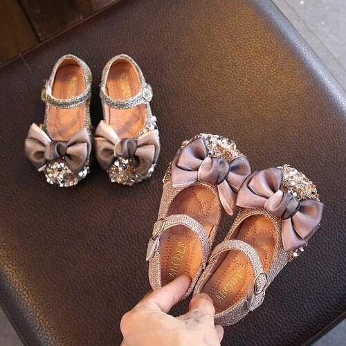 Sequined Girls Slip on Shoes Butterfly knot Princess Shoes Bling Childrens Ballet Flats Single Shoes For Big Girl Toddlers