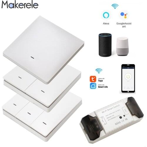 WiFi RF DIY Wifi Smart Switch Tuya Smart Breaker Wireless Switch Controller Light RF 433Mhz Wall DIY Relay Timer