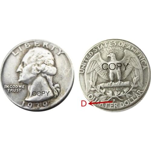 US 1939D Washington Quarter Silver Plated Copy Coin