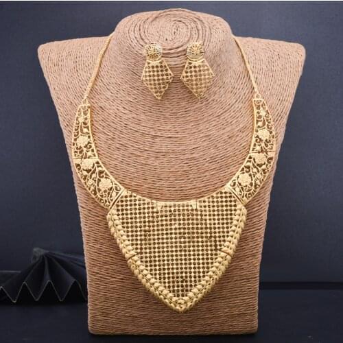 WANDO 24K Gold Color Dubai Jewelry Set for Women Luxur Ethiopian Jewelry set Wedding Jewelry African Gifts Islam Middle