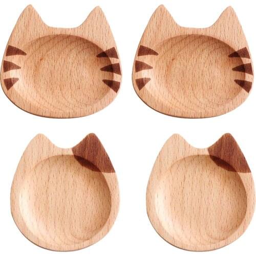 Japanese Style Wooden Dipping Dish Cute Cat Creative Dish Sauce Dish Seasoning Dish Sushi Wasabi Dish Soy Sauce Dish
