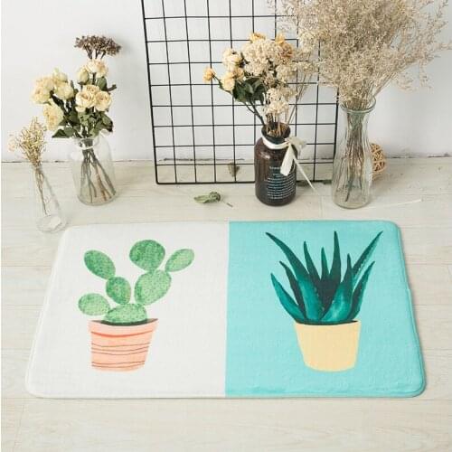 Green Cactus Tropical Plant Carpets Polyester Anti-Skid Rugs Floor Mats For Living Room Bedroom Kitchen Corridor Decor Doormat