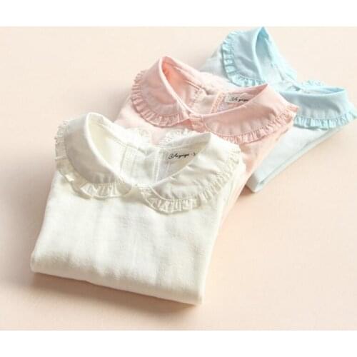 0-8y baby girls t-shirts long-sleeve 100% cotton peter pan collar 2020 spring & autumn top infants clothes t shirt filles