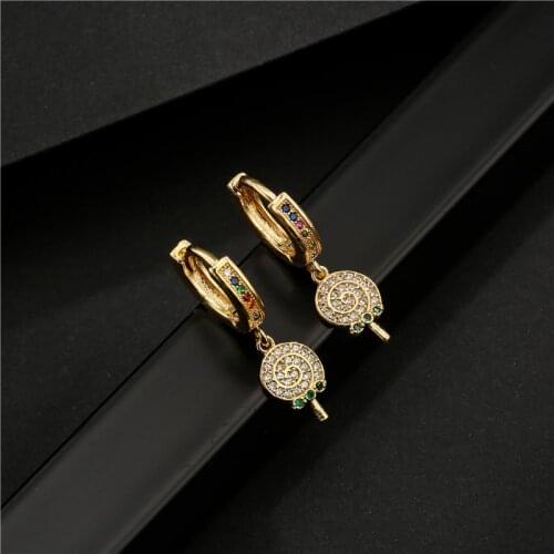 NEWBUY Fashion Gold Color Copper Candy Earrings Luxury Cubic Zirconia Lollipop Dangle Earring Hot Sale Female Party Jewelry Gift