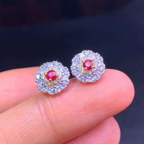 CoLife Jewelry Fashion Ruby Stud Earrings for Daily Wear 3mm Natural Ruby Earrings 925 Silver Ruby Jewelry Gift for Woman