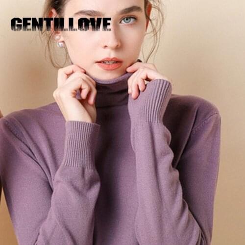2019 Autumn Winter Flat Knitted Jumper Pile Collar Women Turtleneck Sweater Long Sleeve Elegant Female Slim Pullover Sweaters