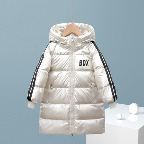 Boys Girls Winter long Coat Shiny Thick Hooded Down Jacket For Girl 3-12 Years Kids Teenage Outerwear Parkas baby Girls Outwear