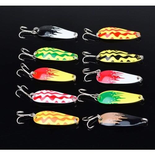 10PC/SET Fishing Lure Metal Spoon Lure Bass Hard Lure Fishing Bait Carp Fish Spinnerbait Supplies Articles Free Shipping