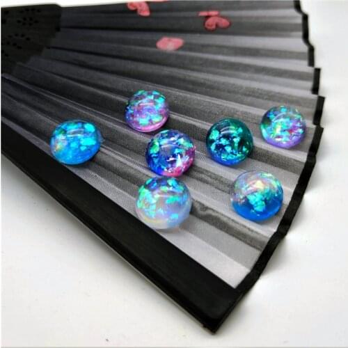 10Pcs Colorful 12mm Flatback Nail Resin Gems Nail Art Beautiful Large Beads Design 3D Charms For Nail Art Decoration Rhinestones