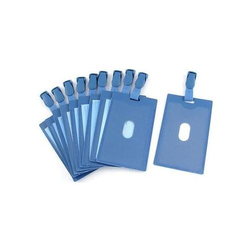 10PCS Blue Clear PVC Vertical ID Name Badge Card Holders w Clips