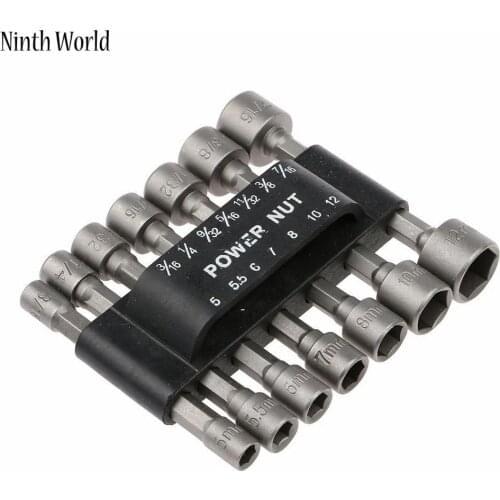 14PCS/Set Power Nut Driver Drill Bit Set Metric Socket Wrench Screw 1/4 Inch