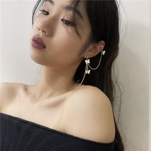 2021 Fashion Butterfly Clip Earrings Ear Hook Stainless Steel Ear Clips Pierced Earring Earrings Women Girls Jewelry Earrings