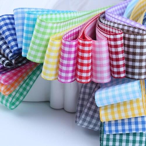 50yards/Roll 9mm Black White Plaid Checked Printed Ribbons DIY Crafts Bow Ties Headband Hair Clips Earrings Gift Wrapping Ribbon