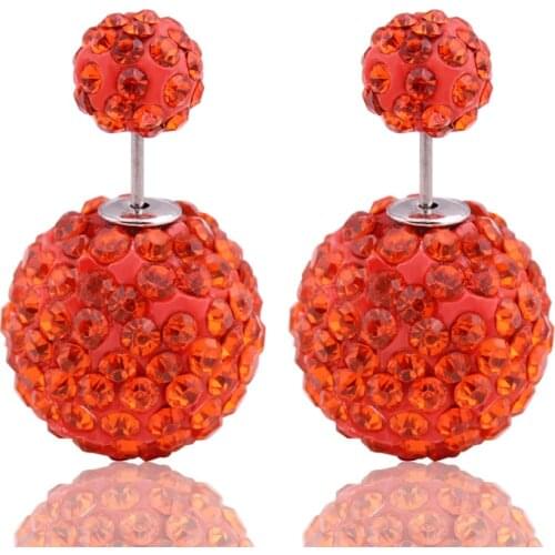 9 Colors Fashion Cheapest Colorful Shiny Full Rhinestone Crystal Double Sides Pearl Earrings Beads Ball Stud Earrings For Women