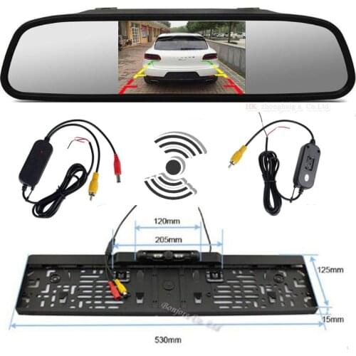 Car 5 Inch TFT LCD Color Monitor with Waterprtoof Rearview Camera and 2.4Ghz Wireless Set to Connect Monitor and Camera Parking
